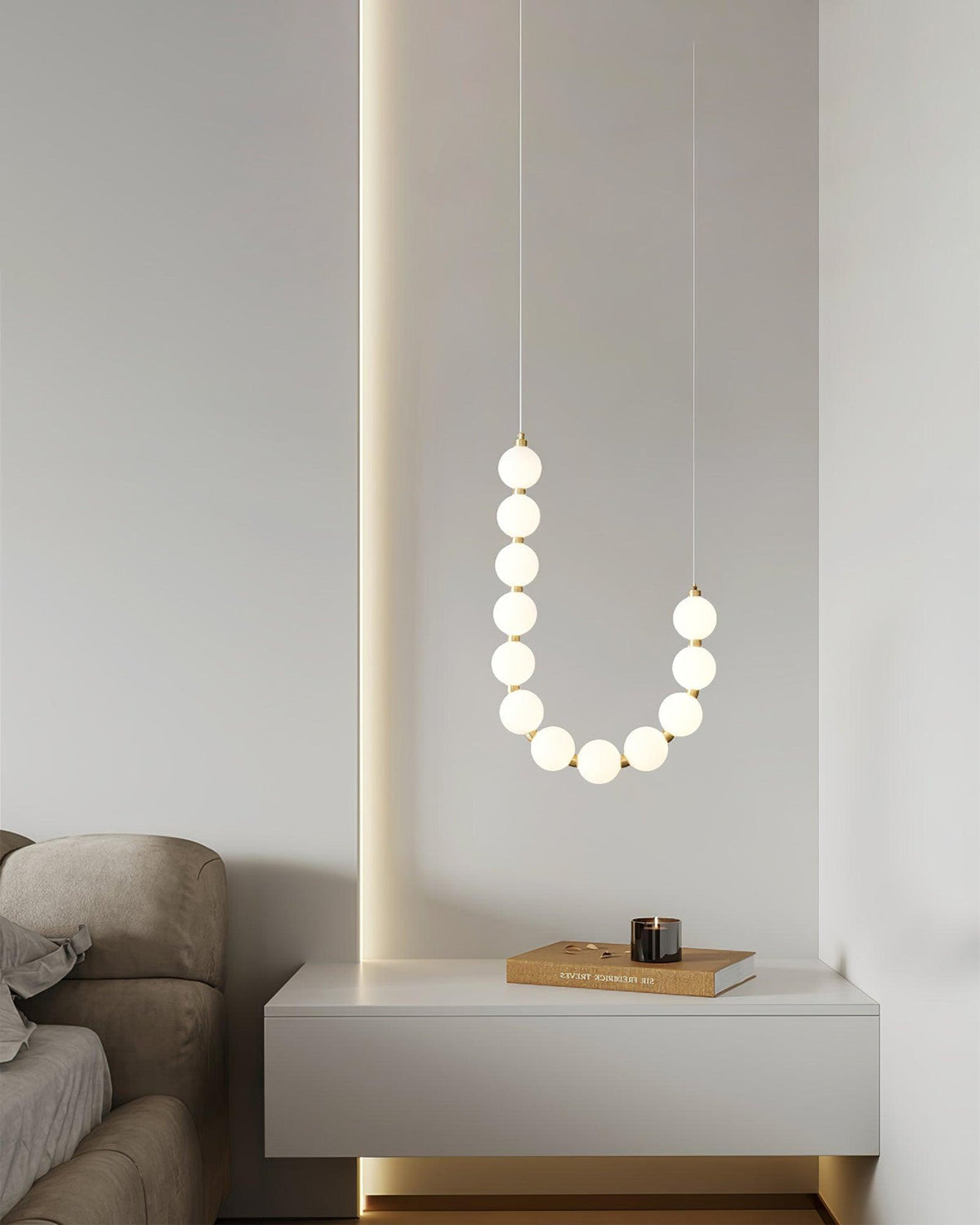 Lámpara colgante de globos de cristal en cascada, dorada y blanca, iluminación cenital contemporánea para barra de desayuno, comedor o salón, 39 pulgadas | Thomler