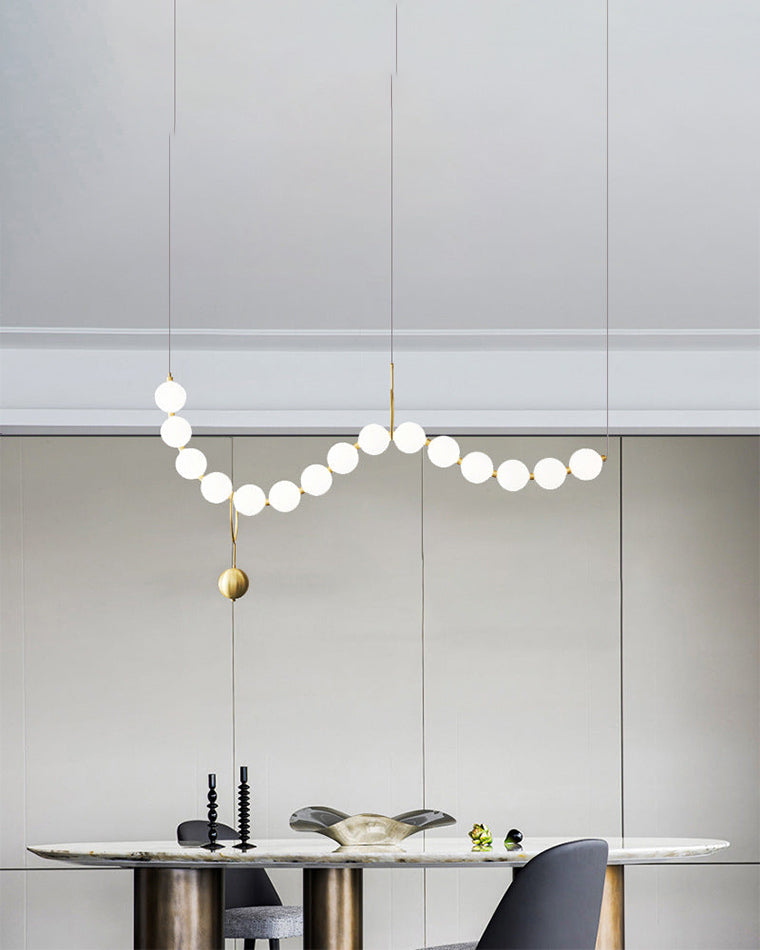 Lámpara colgante de globos de cristal en cascada, dorada y blanca, iluminación cenital contemporánea para barra de desayuno, comedor o salón, 39 pulgadas | Thomler
