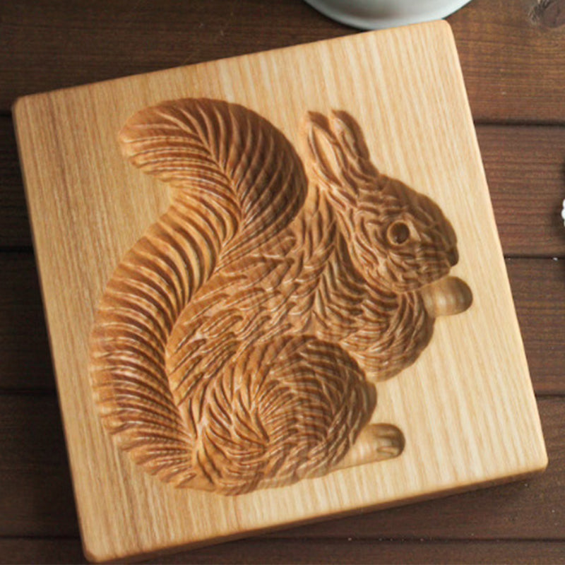 Cortador de galletas de madera con siete diseños estacionales y molde de presión y elevación