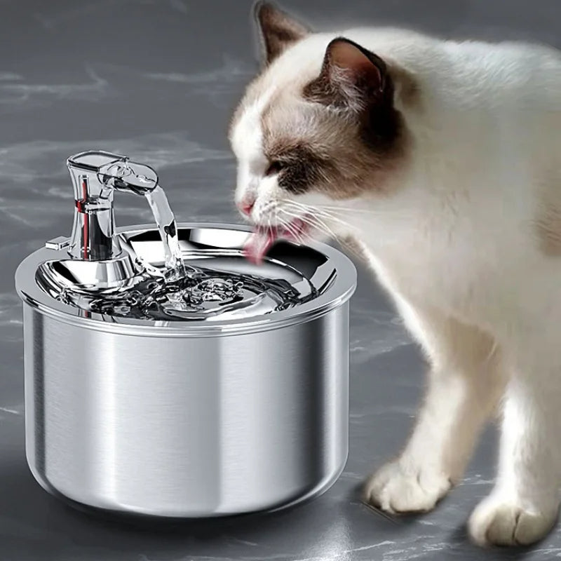 Roestvrijstalen drinkfontein voor katten met filter en sensor