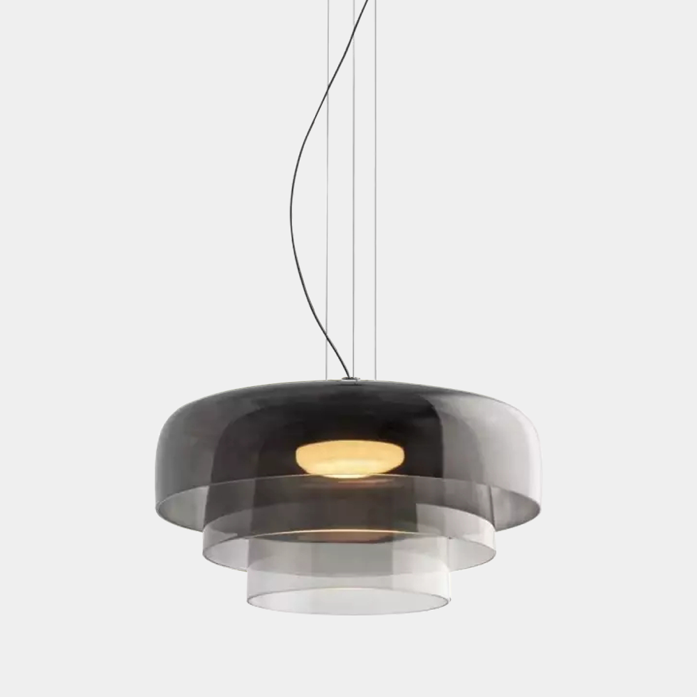 Lámpara colgante de vidrio en capas de 16.5" naranja para isla de cocina y mesa de comedor – Lámpara colgante con cable ajustable, LED incluido, estilo escandinavo moderno | Thomler