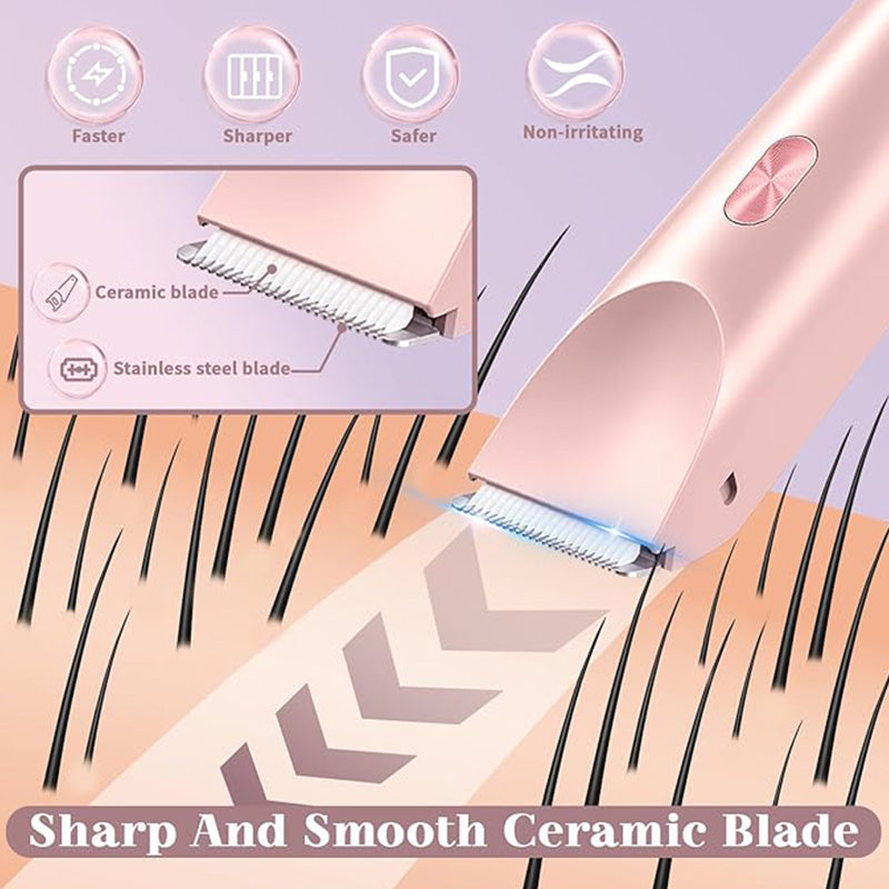 Rechargeable Dual-Head Precision Trimmer for Face, Underarms & Bikini Line – Waterproof IPX7, USB-C Fast Charging, Gentle on Sensitive Skin | Thomler