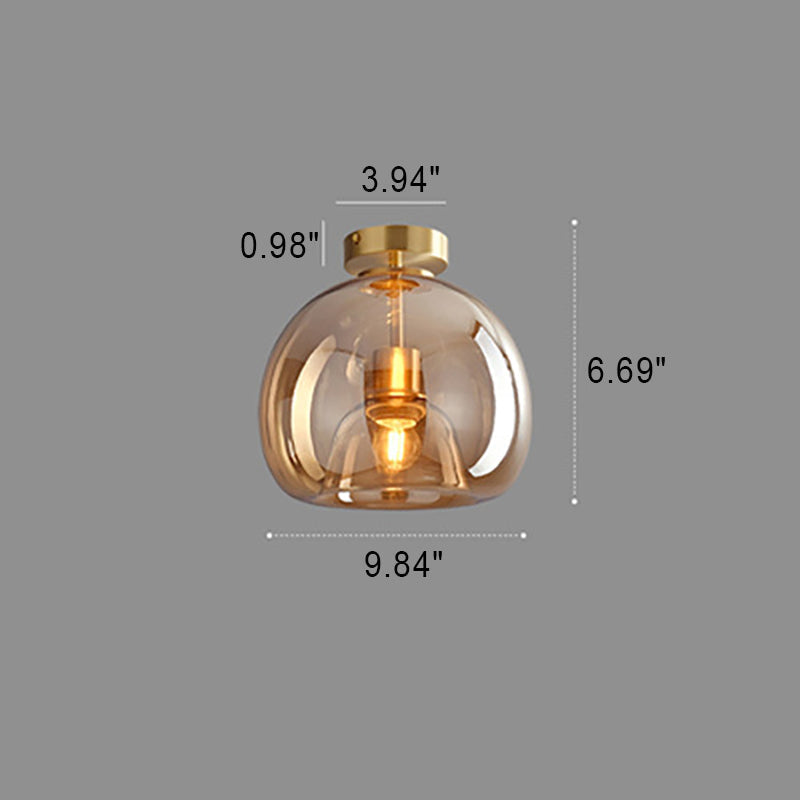 Ceiling Light Fixture Iron & Glass 10×11 inch Smoky Shade for Bedroom Hallway Living Room Modern Semi-Flush Design Hardwired E26 Base | Thomler