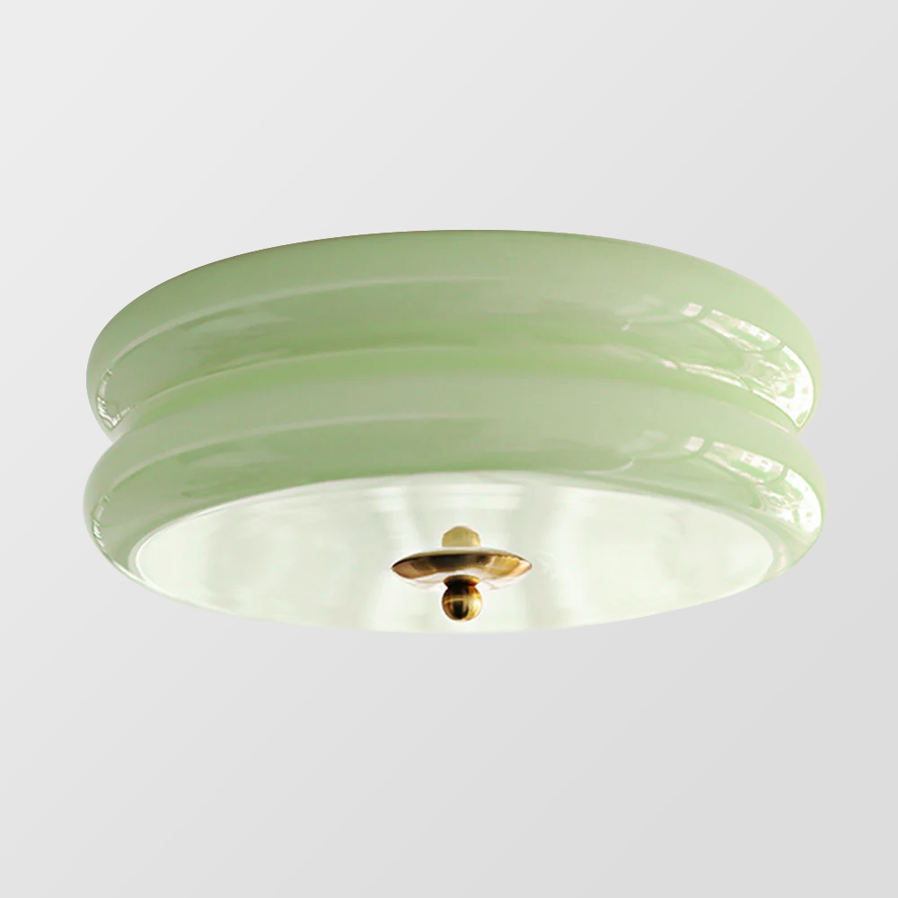 Round Flush Mount LED Fixture with 3 Color Temperatures Glass Metal 5 in Height for Bedroom Dining Room Kitchen Adjustable Kelvin Switch Mod | Thomler
