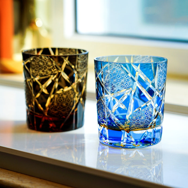Vaso de whisky de cristal tallado japonés con caja de regalo, diseño de relámpago, cristalería para bar, para whisky escocés, bourbon, cócteles, decoración de bar en casa, cristalería artesanal | Thomler