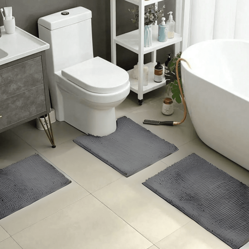 Plüsch-Chenille-Badematte, rutschfester, wasserabsorbierender Bodenteppich für Dusche, Bad, Toilette, Blau, 50 × 80 cm, weiches Polyester, rutschfeste Unterseite für W | Thomler