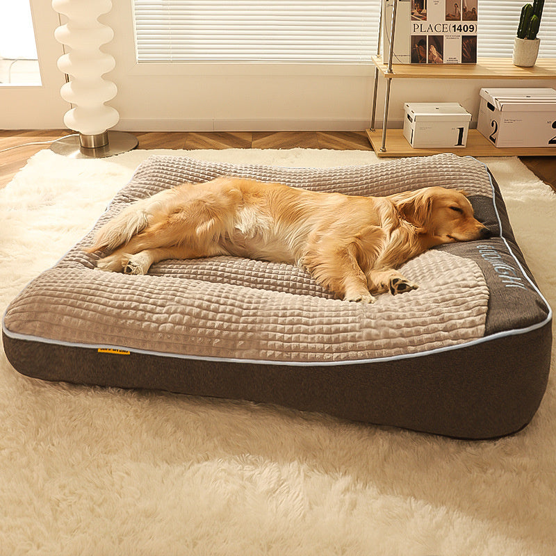 Plush Bolster Pet Lounger with Supportive Rim for Medium to Large Dogs – Cushioned Sleeping Pad in Brown – Removable Washable Cover – 31 × 2 | Thomler