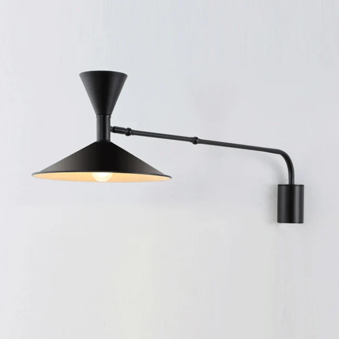 Aplique de pared con brazo oscilante ajustable de metal para lectura en dormitorio, luz de trabajo para oficina, acento en sala de estar | Casquillo LED E14 | Thomler