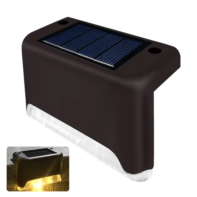 Solar terrasverlichting voor buiten, waterdichte led-trapverlichting voor terras, trap, schutting, pad en tuin, draadloze wandmontage, warm licht, 5-pack
