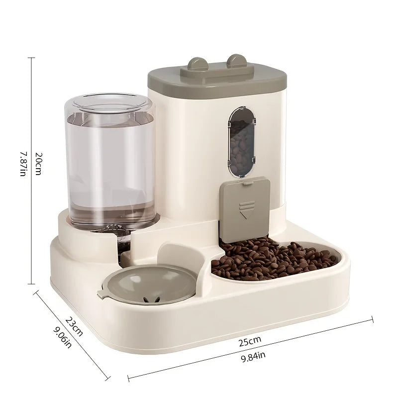 2-in-1 voerbak voor hond en kat met waterdispenser