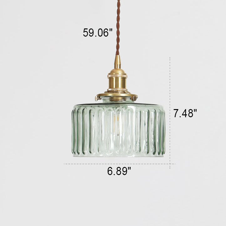 Glazen hanglamp met koperen accent 6 inch transparant modern E26-fitting bedraad verstelbare lengte voor keuken eetkamer hal | Thomler