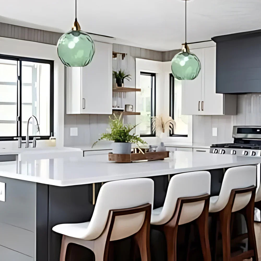 Getextureerde glazen hanglamp 7,9 inch, verlichting voor kookeiland in de eetkamer, in hoogte verstelbare moderne bolvormige pendellamp, minimalistische plafondlamp voor K | Thomler