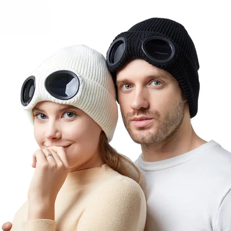 Unisex muts met skibril gebreide beanie