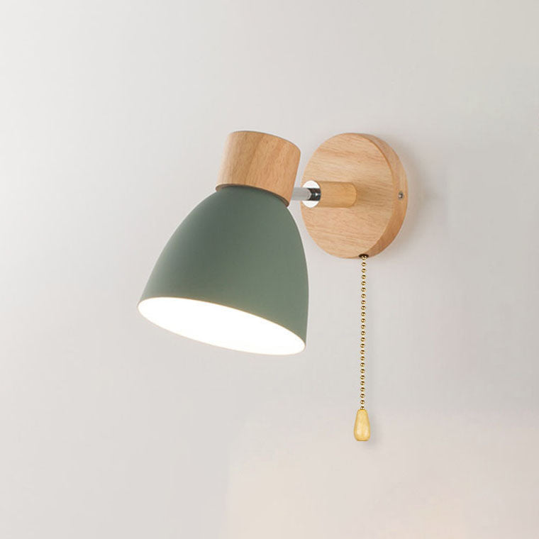 Hardwired Wall Sconce with Iron & Wood Accents – Compact Bedside Reading Fixture, E26 Socket, 40W Max – Modern Lighting for Bedroom, Study & | Thomler