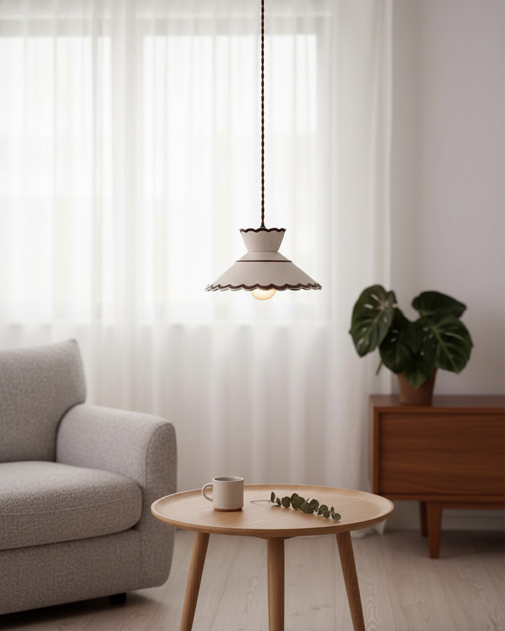 Handcrafted Ceramic Hanging Light with Floral Design 9.6 Inch Diameter Overhead Fixture Adjustable Cord E26 Socket for Dining Area Kitchen C | Thomler
