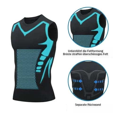 Figurbetontes Unterhemd für Herren – Ärmelloses Kompressionsshirt mit Bruststütze – Atmungsaktive Neopren-Shapewear für Fitnessstudio, Büro & Alltag – Invi