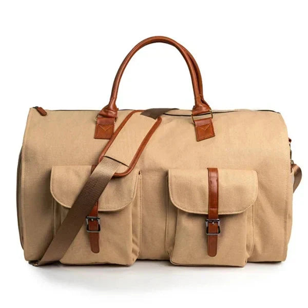 Bolsa de viaje convertible con hebillas para prendas, compartimento para zapatos y asa telescópica