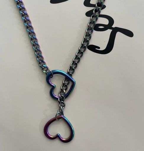 Stainless Steel Heart Pendant Necklace Cuban Link Chain Unisex Jewelry Silver Gold Black for Men Women Everyday Wear | Thomler