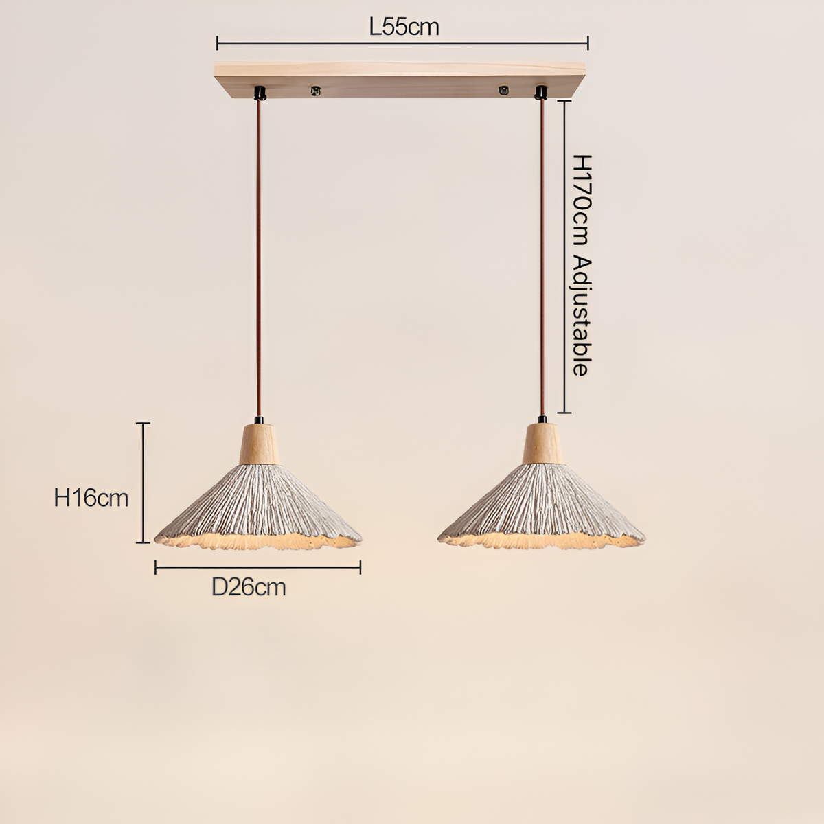 Crème-kleurige betonnen hanglamp 14 inch sculpturale keukeneiland pendellamp koepellamp bedraad moderne boerderij eetkamer plafondlamp | Thomler
