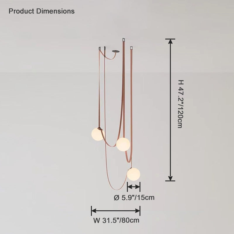 Leather Hanging Lamp with Glass Shade 6-Inch Brown Fixture for Kitchen Island Dining Table Multi-Light Ceiling Suspension for Modern Contemp | Thomler