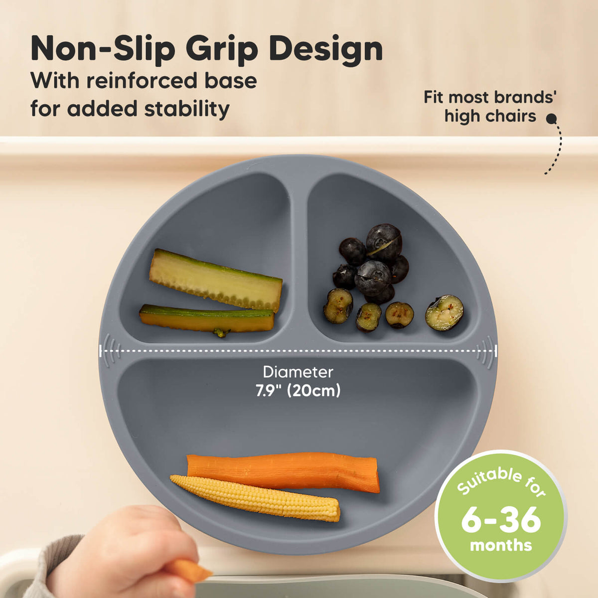 Paquete de 3 platos de silicona con succión para bebé