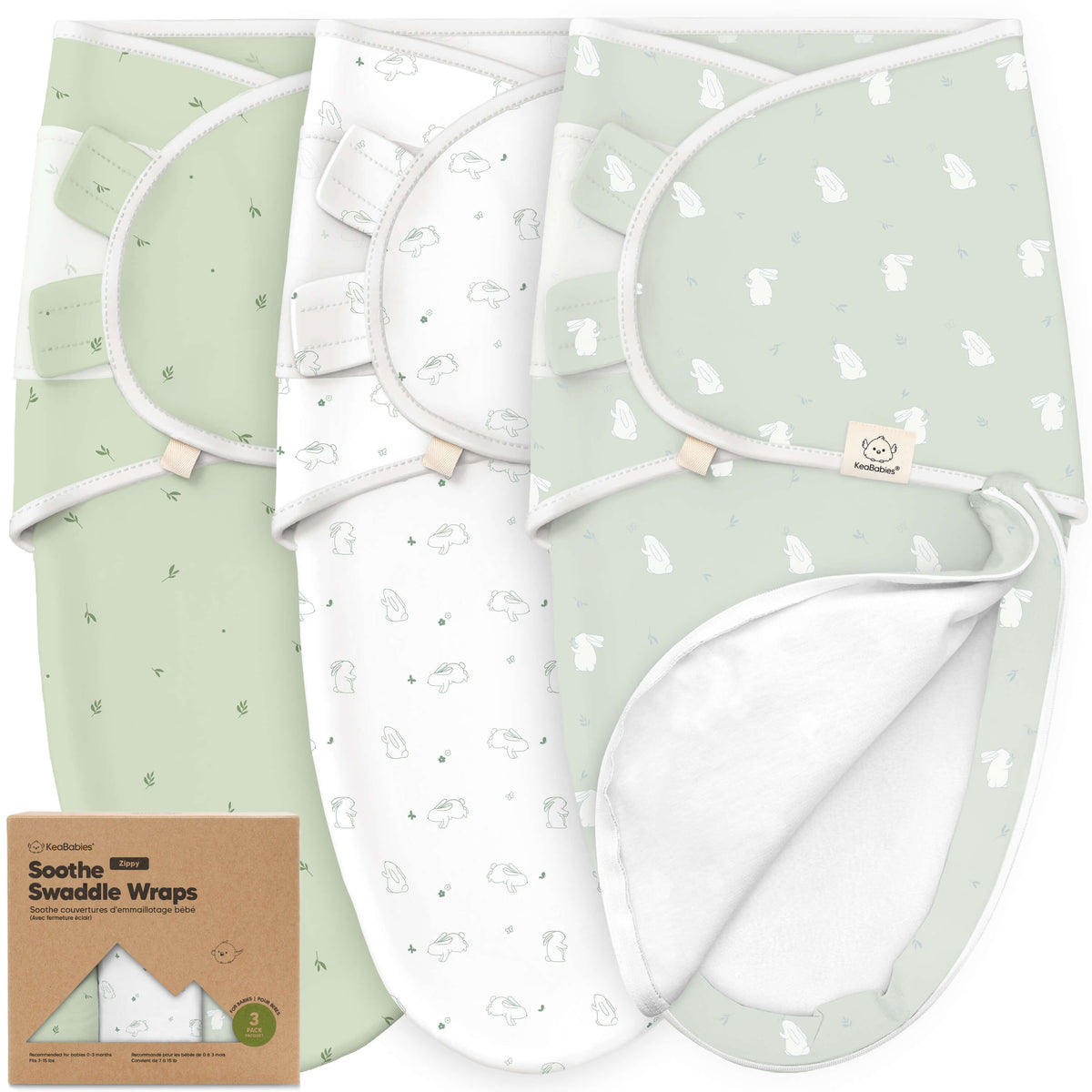 3-Pack Zipper Swaddle Sacks