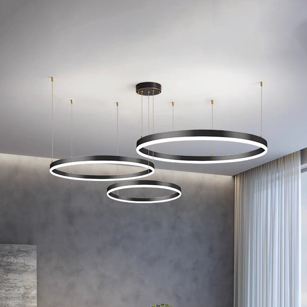 Multi-Ring LED Ceiling Light Fixture Adjustable Height Metal & Acrylic for Dining Room Bedroom Kitchen Modern Hanging Lamp Indoor Lighting D | Thomler
