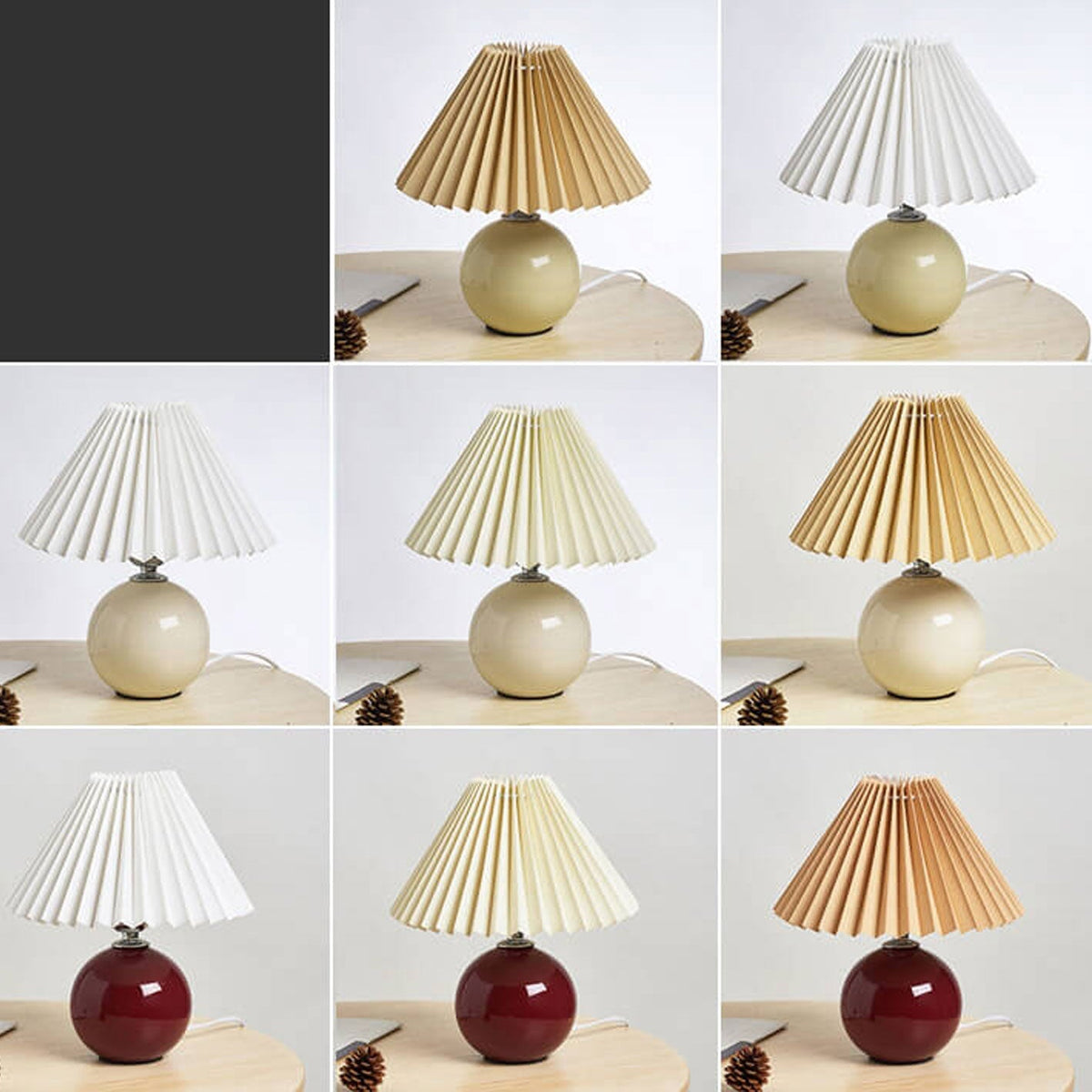 Ceramic Accent Lamp with Fabric Shade 11x9.5 in E26 Socket for Nightstand Desk Study Room Reading Light Modern Home Decor | Thomler
