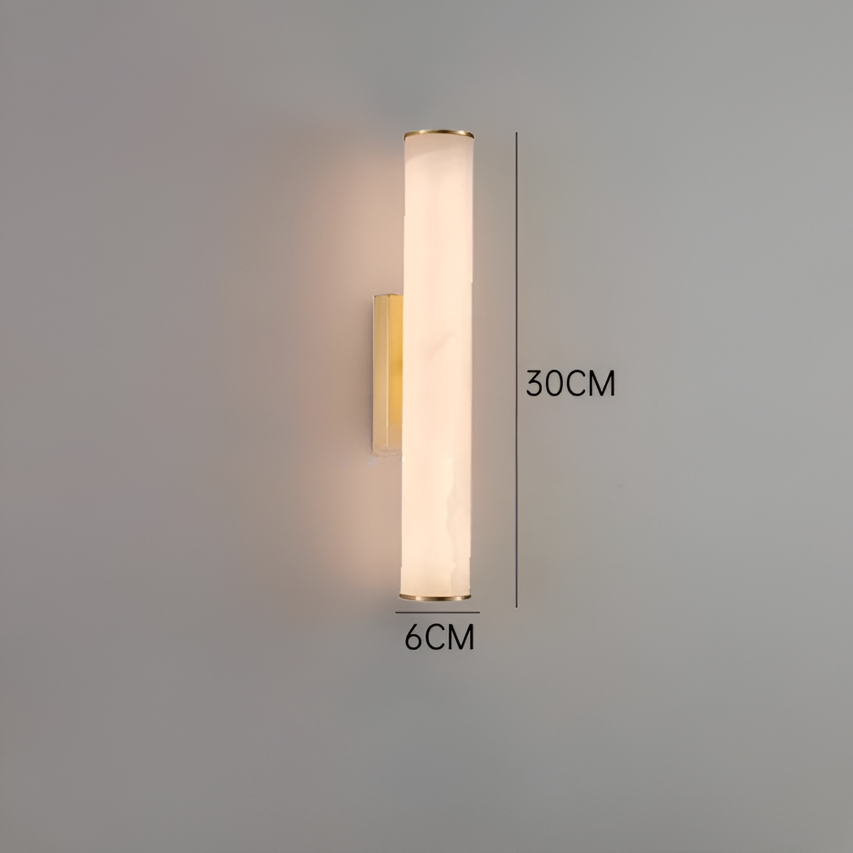 Vertikale Wandleuchte aus Stein und Metall mit sanftem LED-Licht für Schlafzimmer, Flure und Wohnzimmer – Uplight-Design bis 31 Zoll