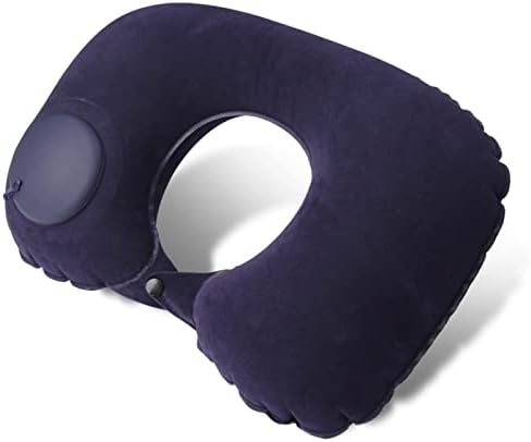 Inflatable Neck Travel Pillow with Built-In Hand Pump for Airplane, Car & Train Trips | Waterproof Ergonomic Support | Compact Portable Desi | Thomler