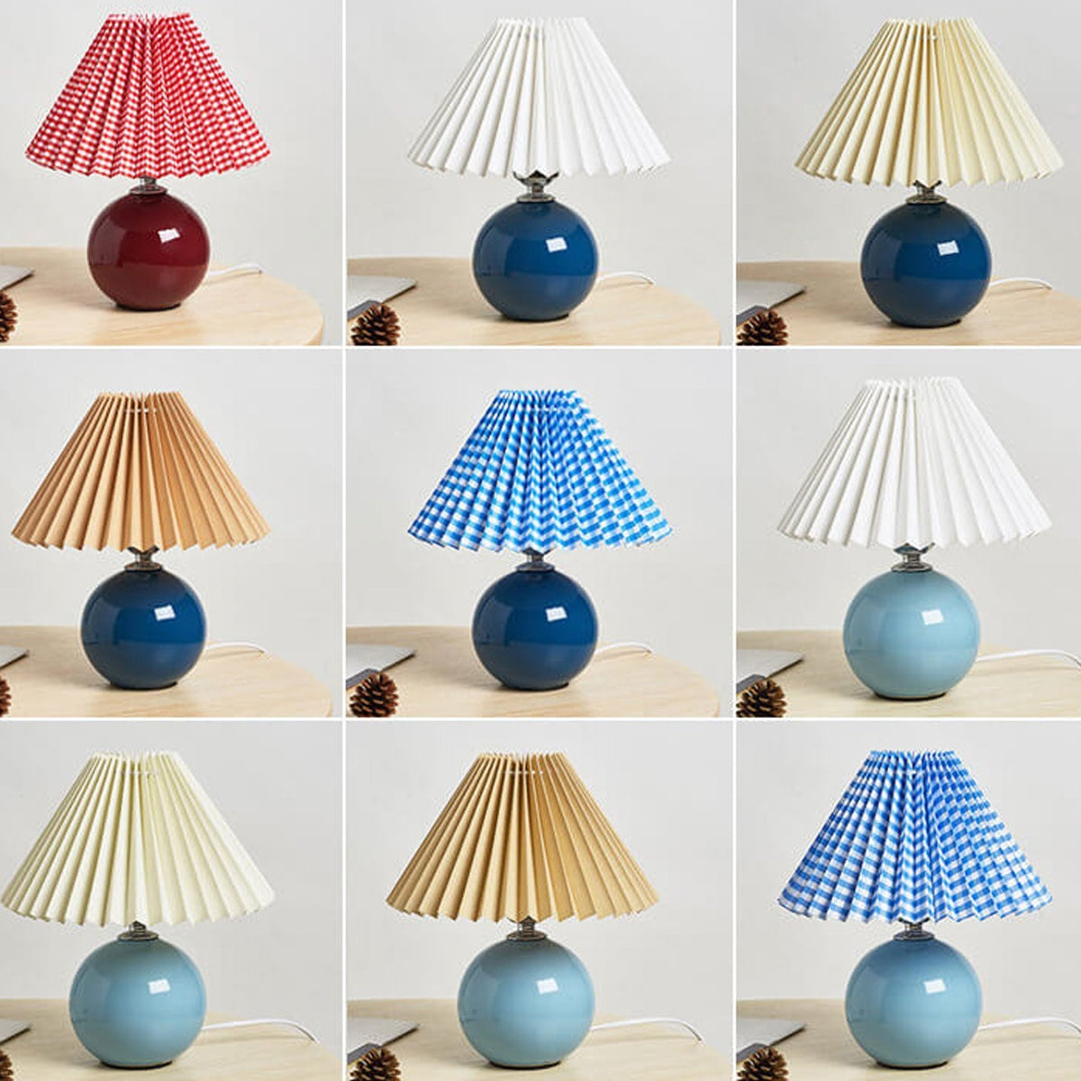 Ceramic Accent Lamp with Fabric Shade 11x9.5 in E26 Socket for Nightstand Desk Study Room Reading Light Modern Home Decor | Thomler