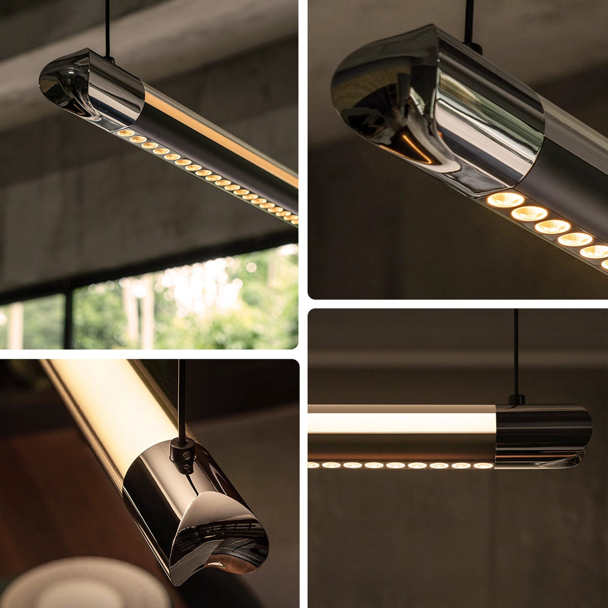 Linear LED Chandelier 35 Inch Dimmable Remote Control Black Metal Island Light for Kitchen Dining Room Adjustable Cord Modern Hanging Fixtur | Thomler