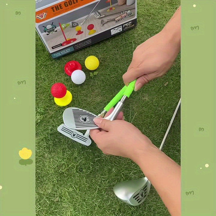 Golf-Trainingsset für Junioren mit höhenverstellbaren Schlägern für den Garten und das Wohnzimmer, Alter 3-8 Jahre | Thomler