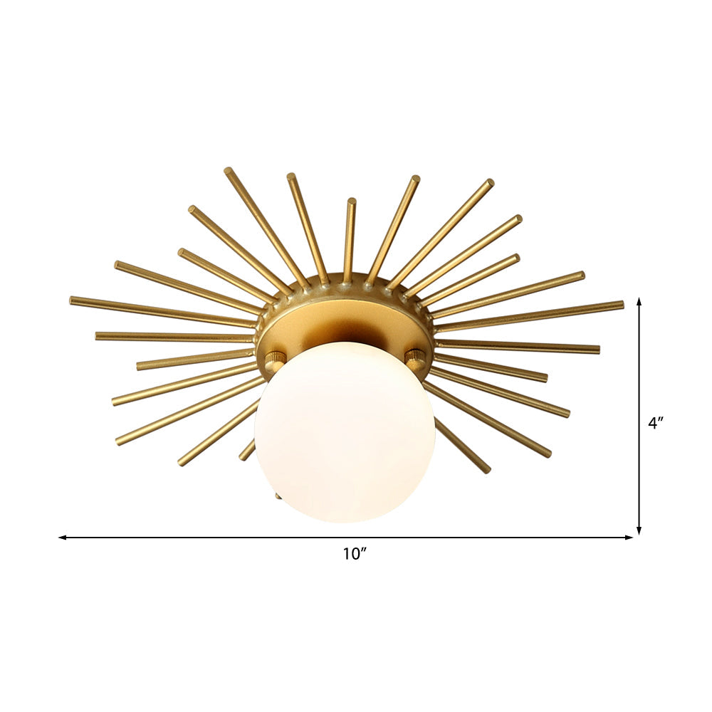 Round Flush Mount Ceiling Light Fixture with Frosted Glass Globe Shade, Modern Single Bulb Overhead Lighting for Bedroom Hallway Entryway