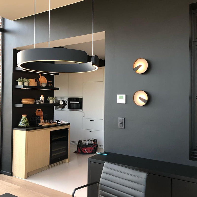 Runde LED-Deckenleuchte Aluminiumring 50 cm, höhenverstellbar für Kücheninsel, Essbereich, Foyer, moderne hängende Halo-Leuchte, Energieeffizient | Thomler
