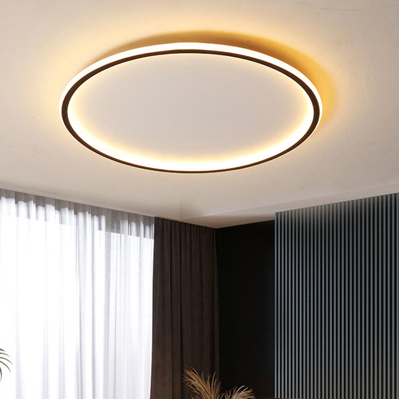 Opbouw LED-plafondlamp 16"/20"/24" rond plat armatuur zwart aluminium met dimopties voor slaapkamer keuken