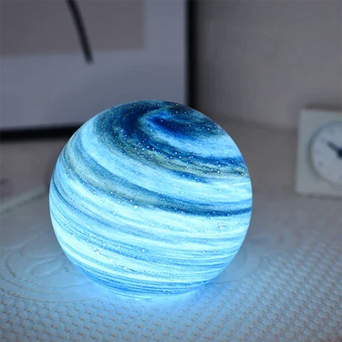 3D Lunar Sphere Desk Lamp with Remote Control 16 Color LED Orb Light for Bedroom Nightstand Living Room Home Decor Gift | Thomler