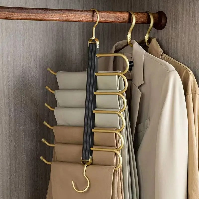 Multi-Tier Closet Hanger for Pants Storage 6-Level Rotating Hook Space Organizer for Jeans Slacks Scarves 14 in Wide Lightweight Aluminum Ra | Thomler