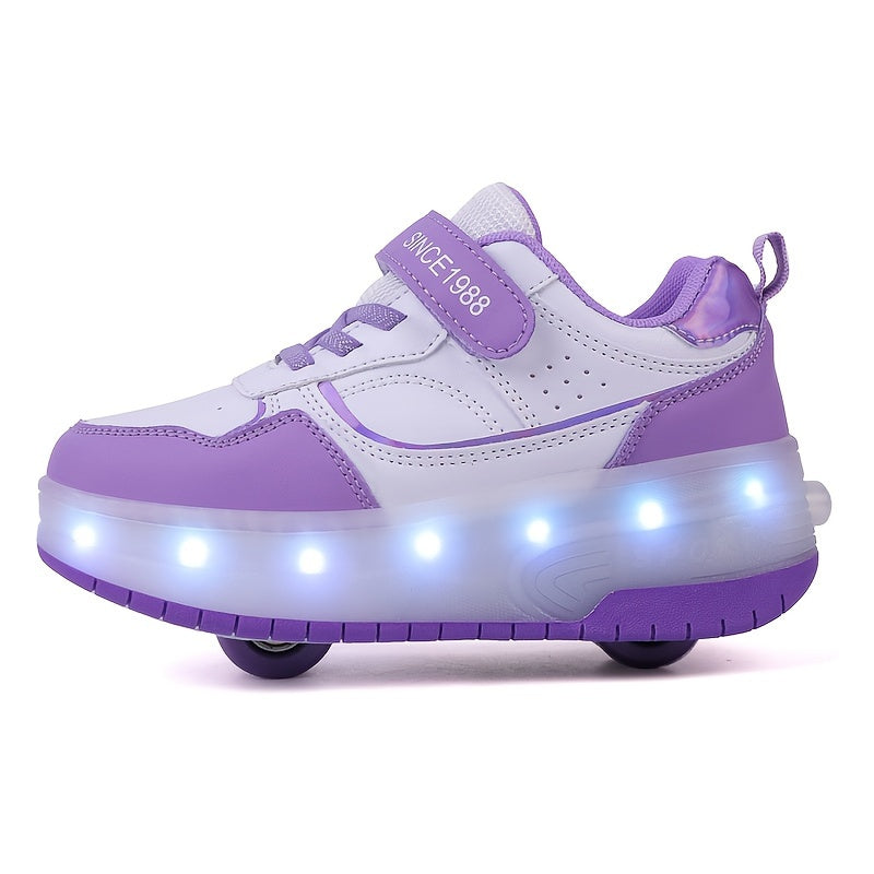 LED-Rollschuh-Sneaker für Kinder mit abnehmbaren Rollen – USB-aufladbare Inlineskates für Jungen & Mädchen