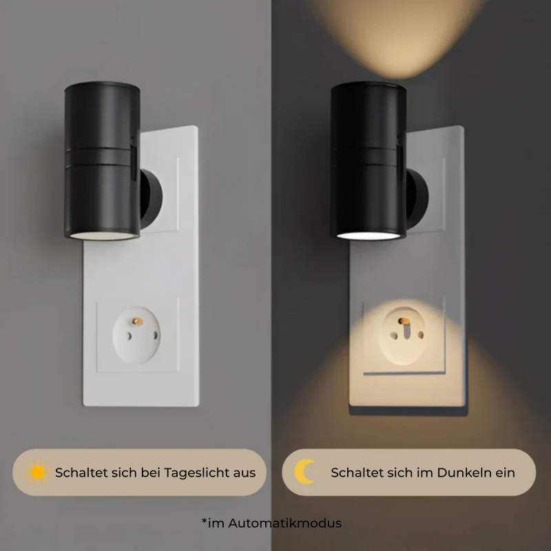 Plug-in dimbaar nachtlampje met automatische sensor – verstelbare led-wandlamp voor slaapkamer, hal en badkamer