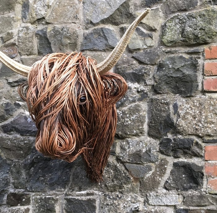 Woven Cattle Head Wall Hanging Natural Fiber 25×21 Inch Statement Piece Farmhouse Boho Decor Textured Animal Sculpture | Thomler