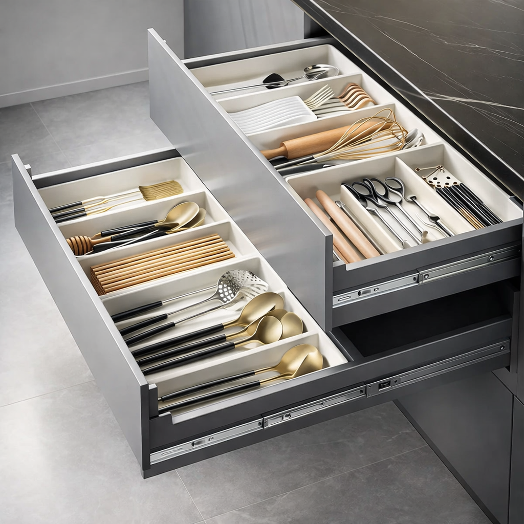 Expandable Drawer Divider Tray for Kitchen Utensils Bathroom Cosmetics Office Supplies Adjustable Compartment Insert for Home Organization | Thomler