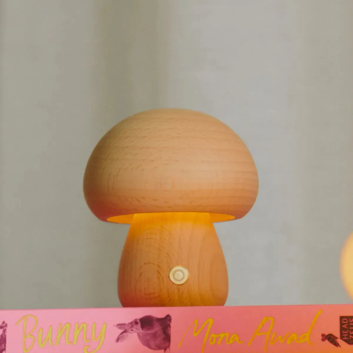Wireless Rechargeable Wood Accent Lamp with Touch Dimming 4 in × 6.5 in Cordless LED Nightstand Light Bedroom Patio Restaurant | Thomler