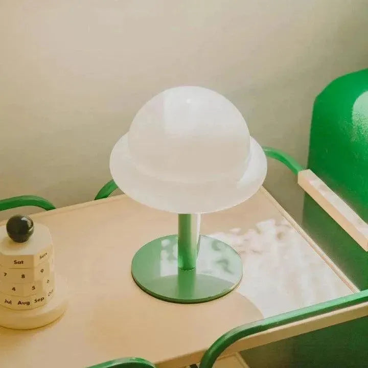 Lámpara de escritorio de cristal redondeada de 11 pulgadas en menta y cítricos, iluminación para mesita de noche, luz contemporánea para dormitorio, sala de estar y oficina | Thomler