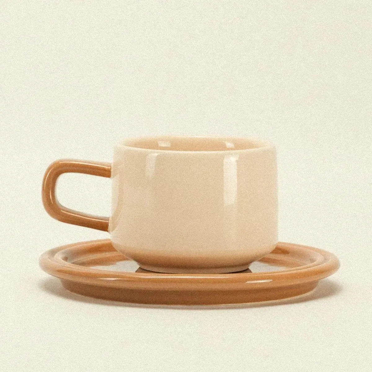 Dúo de taza y plato de porcelana de inspiración vintage para bebidas calientes, café matutino, servicio de té por la tarde, vajilla de cocina ideal para regalo | Thomler