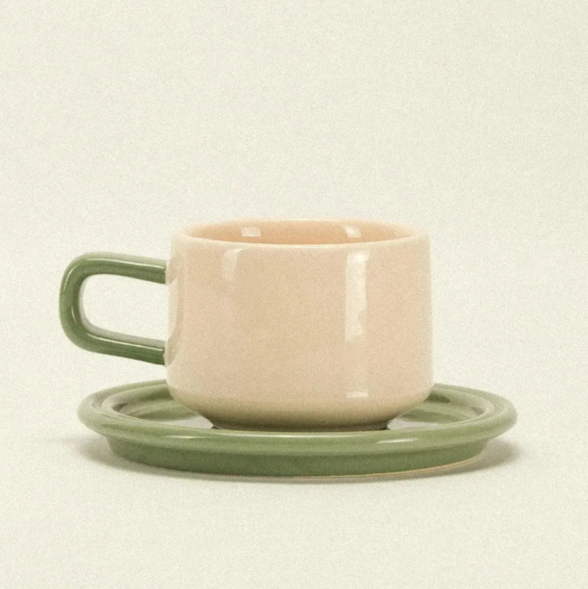 Juego de vajilla de porcelana con plato, servicio de bebida de dos piezas para la mesa de desayuno de la cocina, rutina matutina, regalo para amantes del café | Thomler