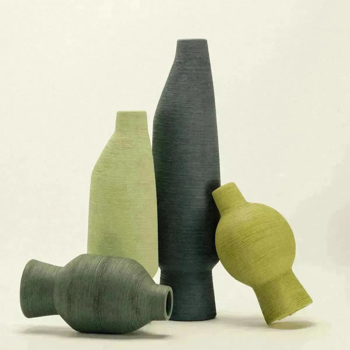 Ceramic Vessel 11.8 Inches Tall Green Artisan Home Accent Mantel Decor Sculptural Pottery for Shelf Console Table Centerpiece | Thomler