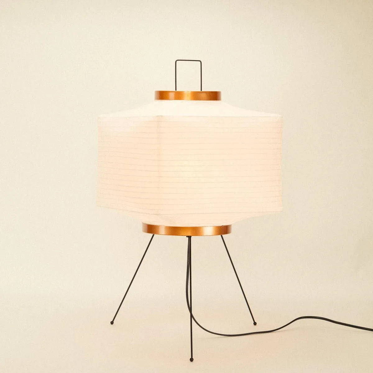 Geometric Paper Lantern Stand Lamp White 24 inch Tall Zen Décor Soft Glow Minimal Japanese Ambient Light Reading Nook Bedroom Living Space | Thomler