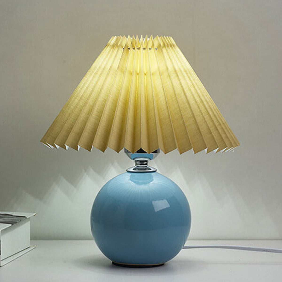 Ceramic Accent Lamp with Fabric Shade 11x9.5 in E26 Socket for Nightstand Desk Study Room Reading Light Modern Home Decor | Thomler