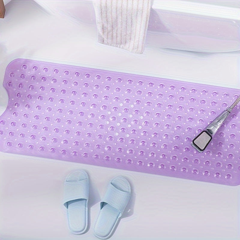 Anti-Rutsch-Duschmatte 40 × 16 Zoll Graue PVC-Badewanneneinlage mit Ablauflöchern und Saugnäpfen für nasse Oberflächen | Thomler